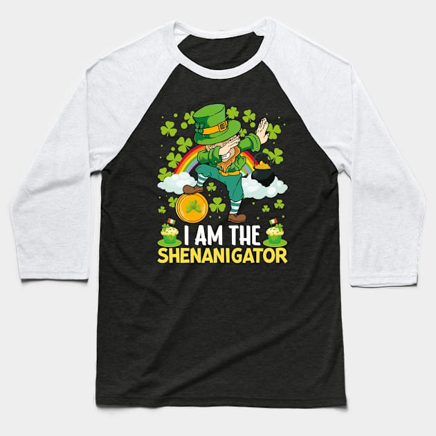 Fun St Patricks Day Dabbing Shenanigator Baseball T-Shirt by freakys